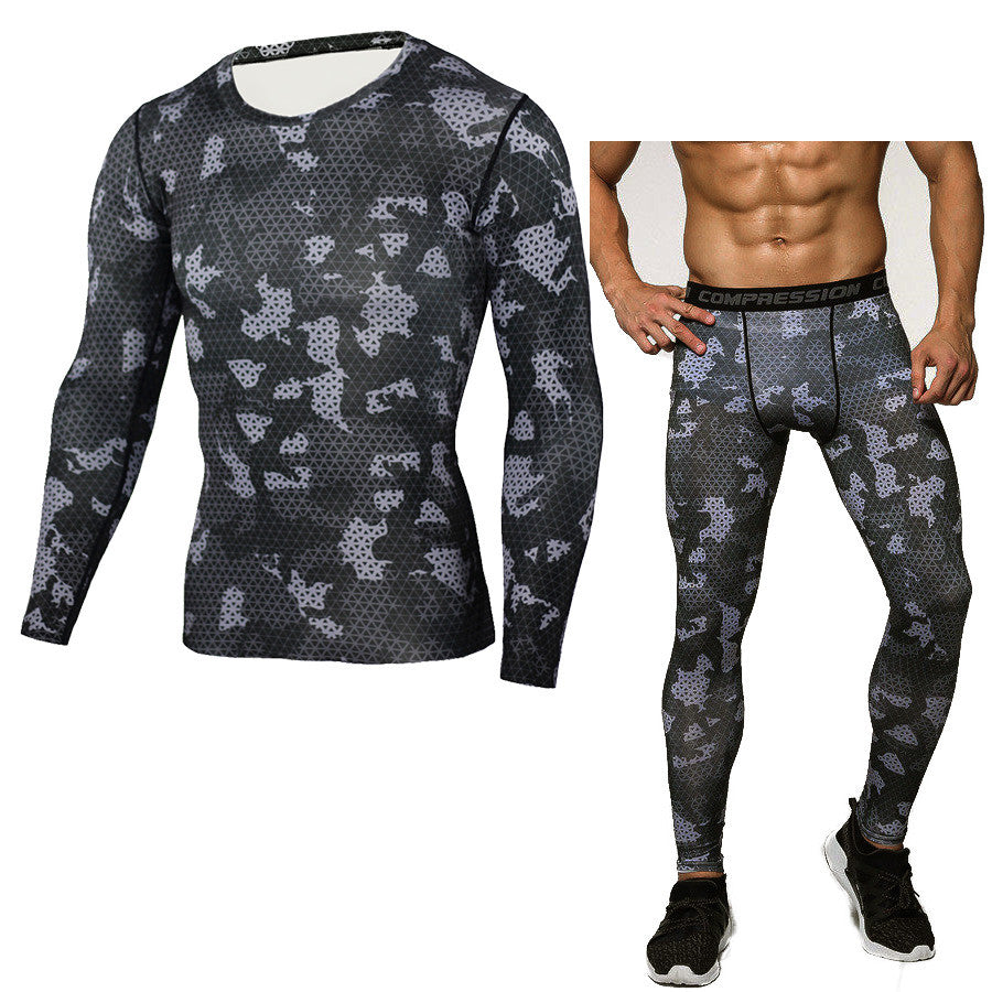 Ensemble de base de compression Camouflage Ensemble de compression sportive T-Shirt à manches longues Exe