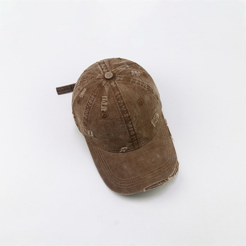Femmes Street-style Détresse lavé Ripped Soft-crown Cap