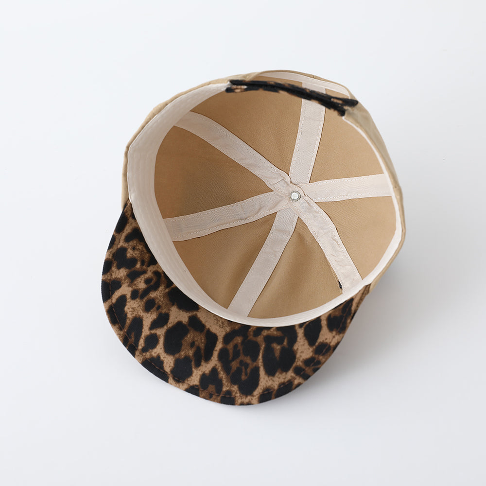 Le Patchwork Leopard Imprimer Cartoon Brimmed Cat-ear réglable Mignon Casual Cap de baseball est
