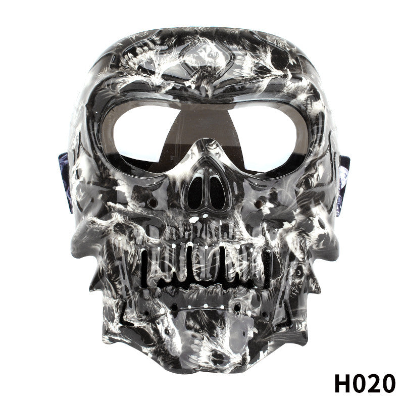 Masque visage Moto Masque coupe-vent Crâne Lunettes Homme