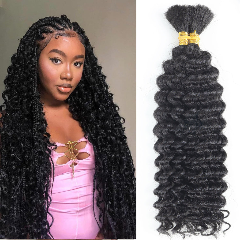 Mélange humain Boho tresses Deep Wave Cheveux en vrac