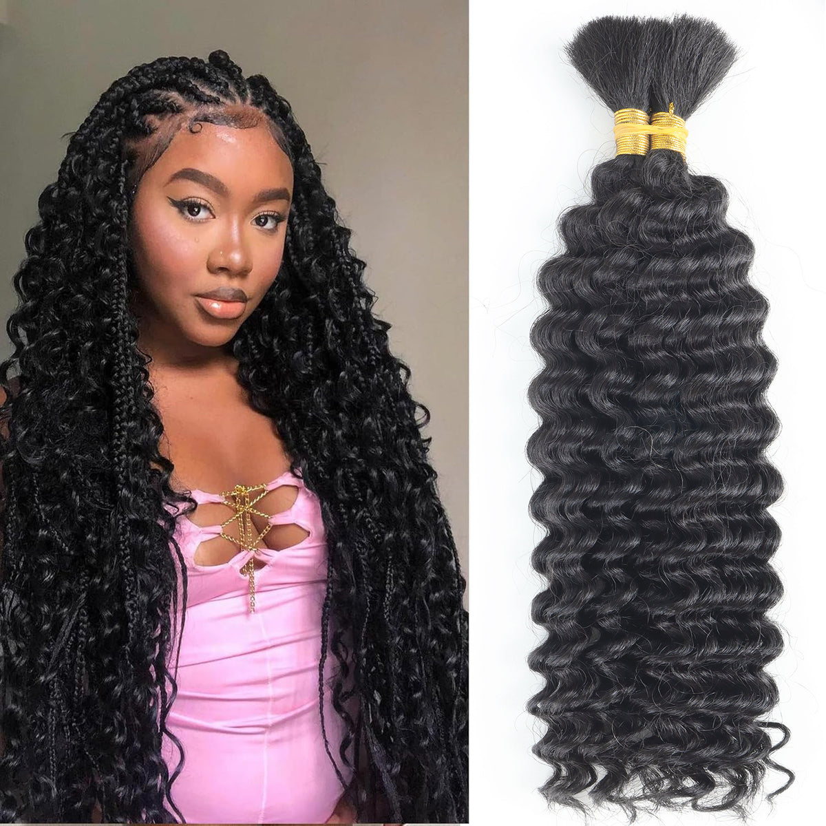 Mélange humain Boho tresses Deep Wave Cheveux en vrac