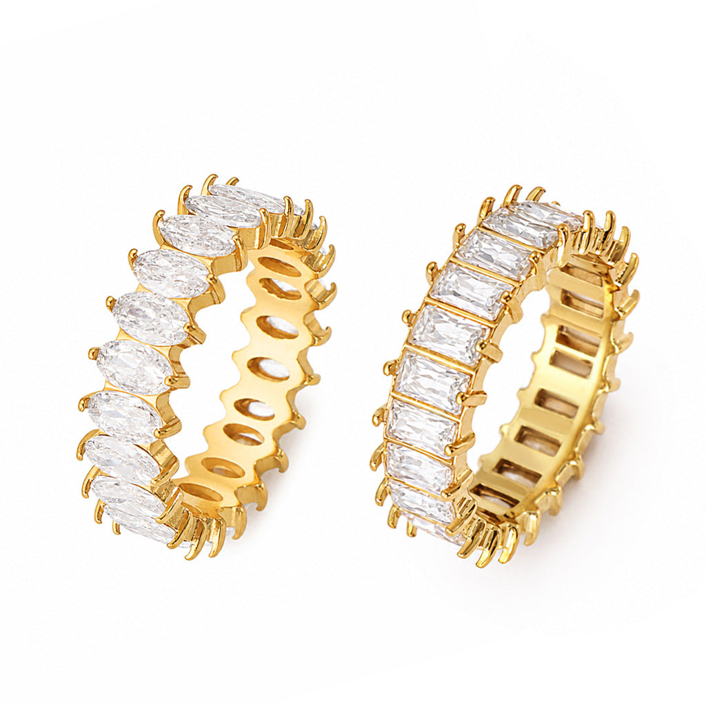 Anneau de titane en acier inoxydable Zircon pour femmes