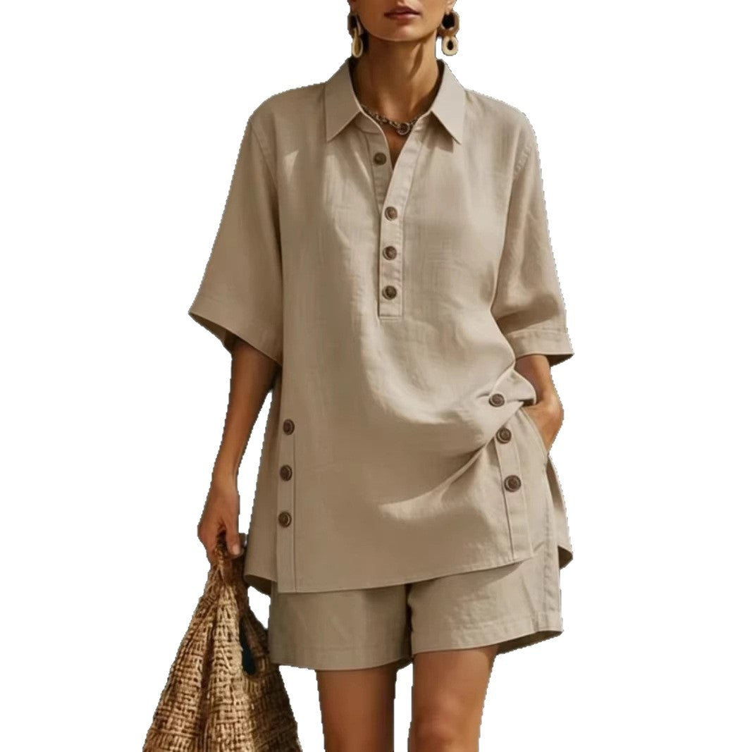 Vente chaude Automne et été Commerce extérieur Chemise à manches courtes pour femmes et pantalons allongés Tw