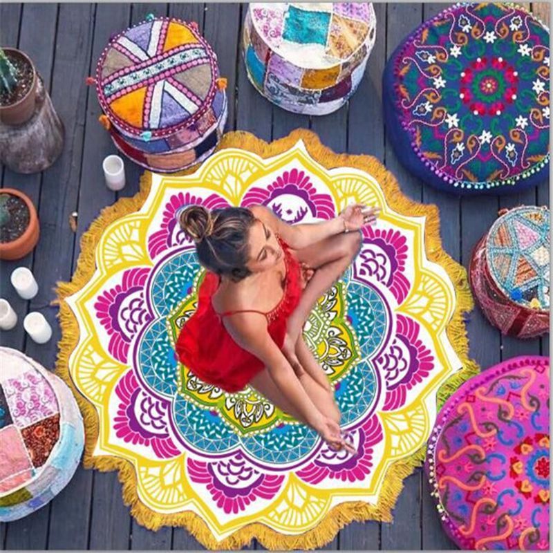 Tapis de yoga pour serviettes de bain rondes en polygone