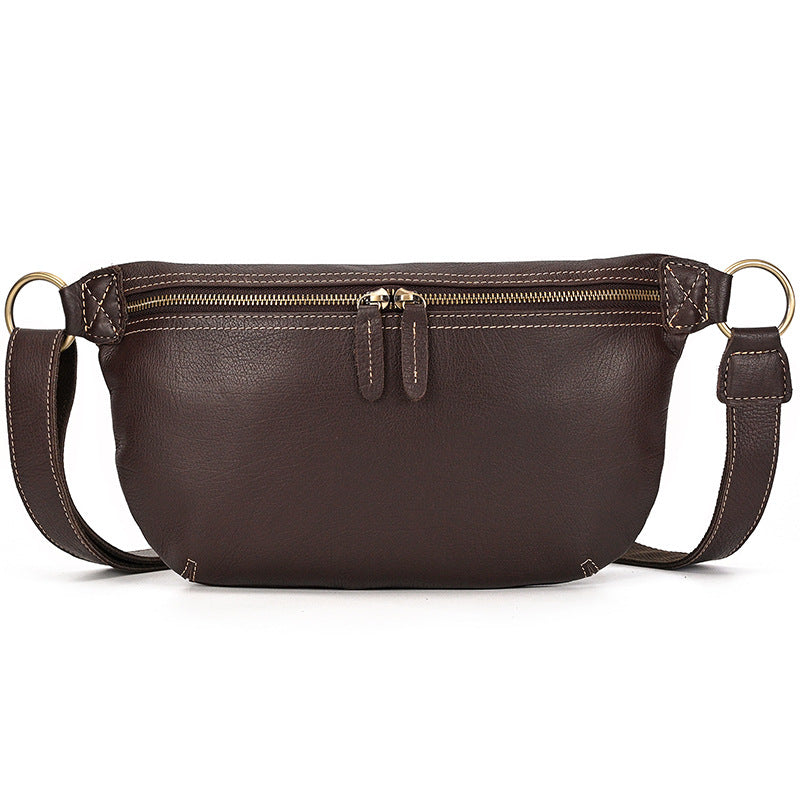 Sac de ceinture en cuir Retro Crazy Horse multifonctionnel homme