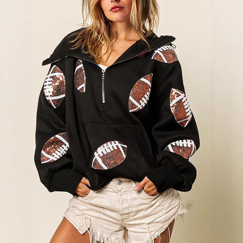 Football impression numérique Hoodie avec manches longues Et une fermeture éclair