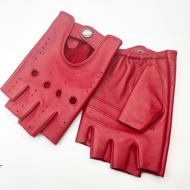 Gants à moitié doigts en peau de mouton d'hiver