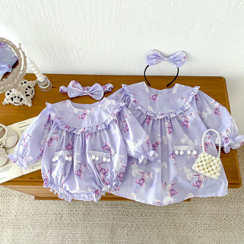 Bébé fille Triangle Rompers robe violette