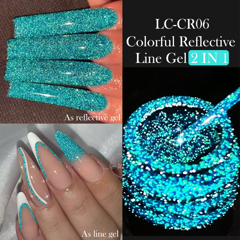 Gel d'ongle avec une finition brossée et des paillettes réfléchissantes