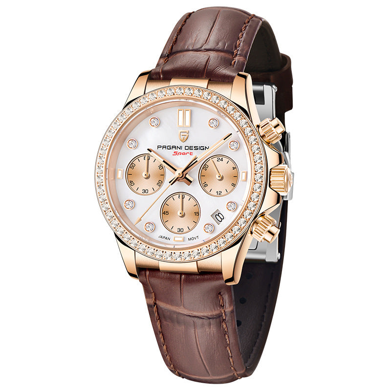 Diamond Surface Calendar Montre en acier inoxydable imperméable
