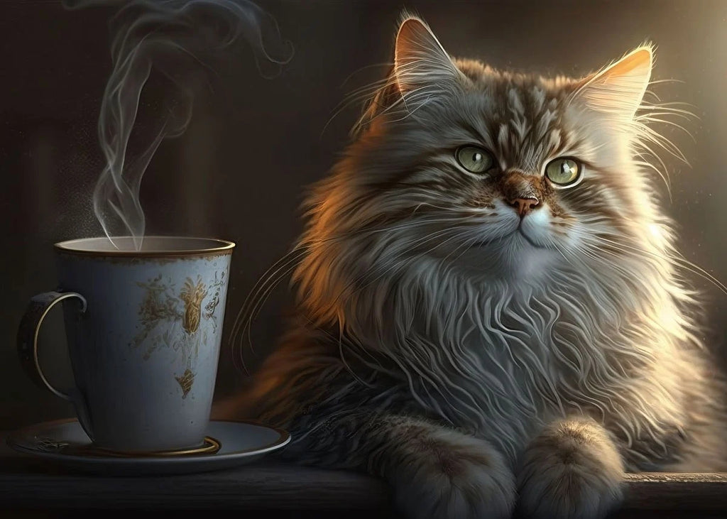 Résumé Magic Cat and Coffee Print toile peinture
