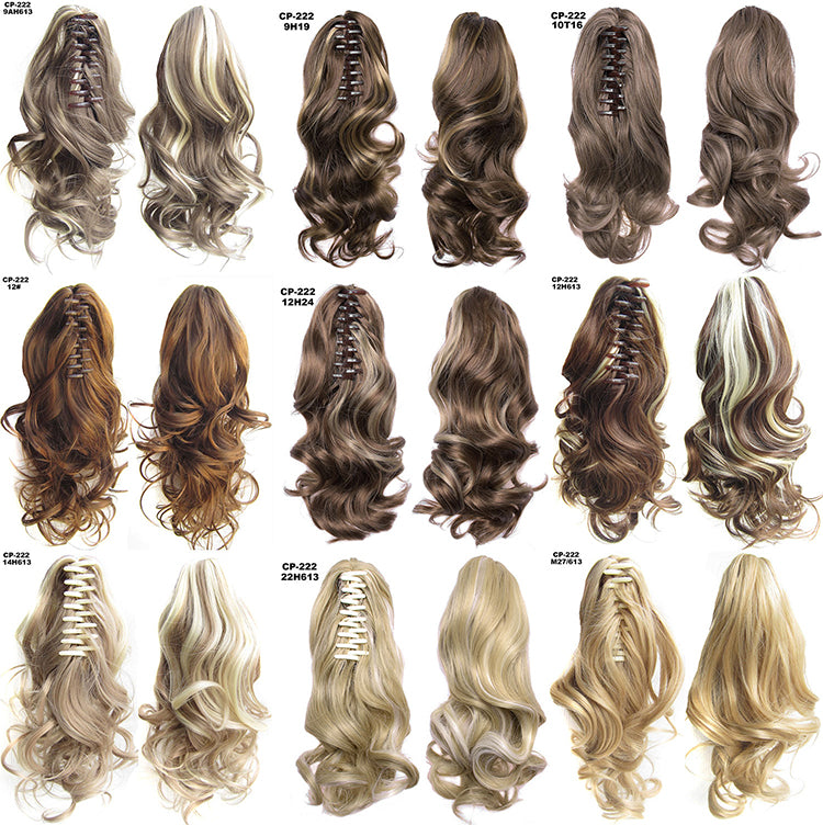 Long Wave Ponytail Wrap autour de Ponytail Clip dans les cheveux Headwear Gris Coiffure Exten naturel