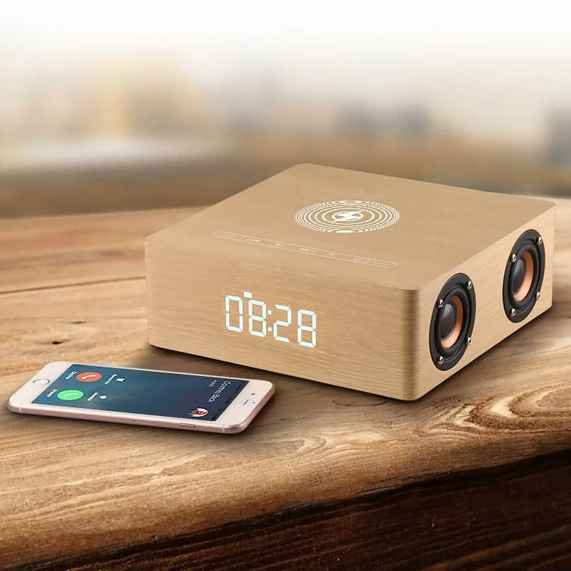 Haut-parleur en bois de recharge sans fil