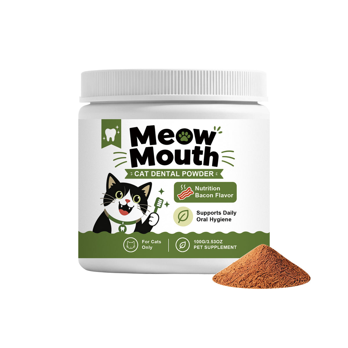 Cat Dental Care Support Mélange de poudre avec des aliments pour aider à nettoyer vos dents de chat