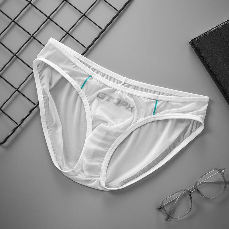 Sous-vêtements en soie de glace mince translucide pour hommes
