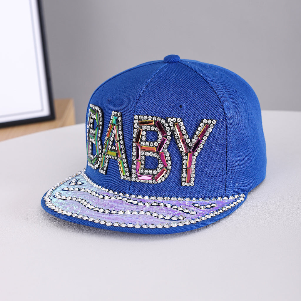 Men's and Women's Identique Colorful Diamond BABY Letter Stamping Diamond Brim Hat. Ce S