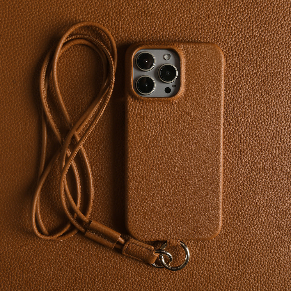 Boîtier de téléphone en couleur solide avec un lanyard haut de gamme