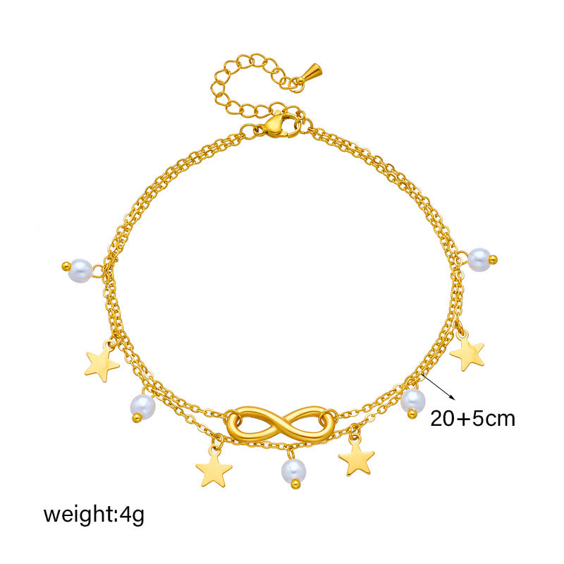 Fashionable millésime multi-couches Tasse Anklet