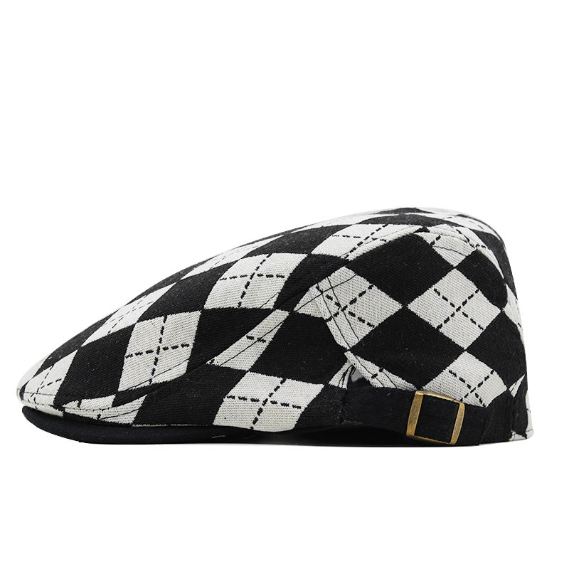 Chapeaux d'avant-garde à courte bride retro Plaid