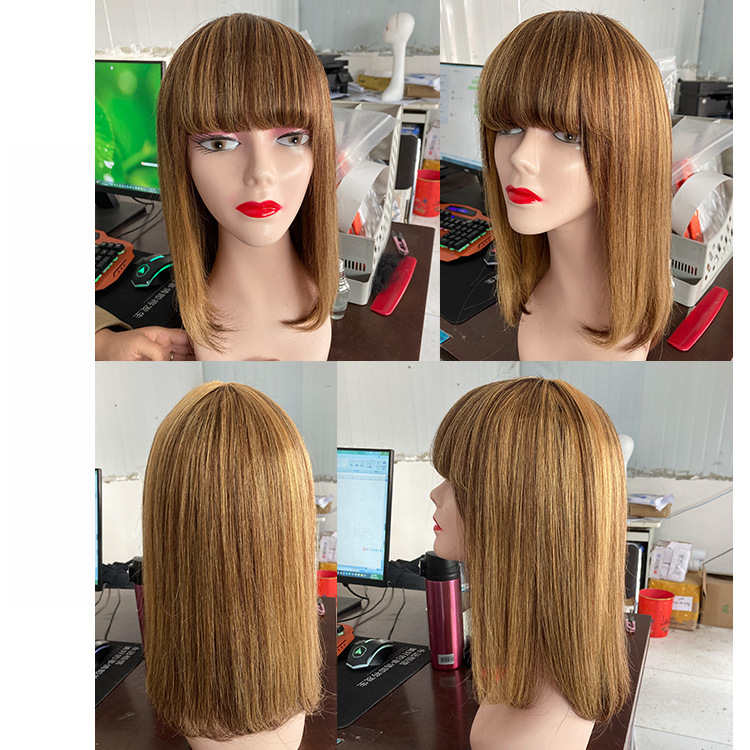 Short pour les femmes avec des bangs mécanisme cheveux réels
