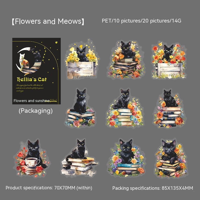 Belle journée PET Stickers Black Leah's Cat Series