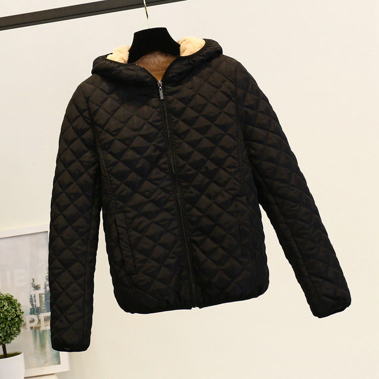 Cravate à capuche Épaisseur Lambswool Coton Coat Femmes Vêtements de dessus chauds