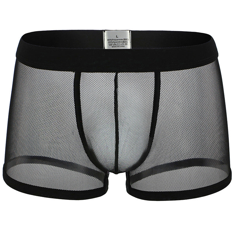Sous-vêtements pour hommes Mesh Mesh Respirant Boxers Low Waist Transparent Boxers Youth Cool Short