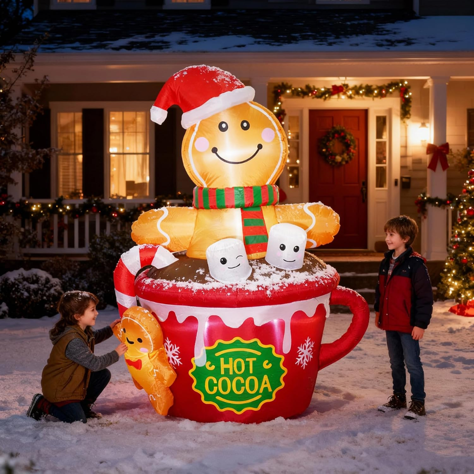 6 FT Gonflables de Noël Décorations extérieures