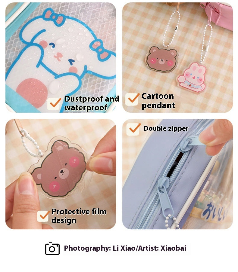 Cartoon papeterie grande capacité transparent et mignon étudiant stylo boîte de papeterie