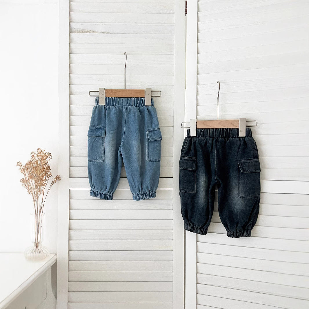 Pantalons de style coréen Trendy Stitching Cargo Jeans