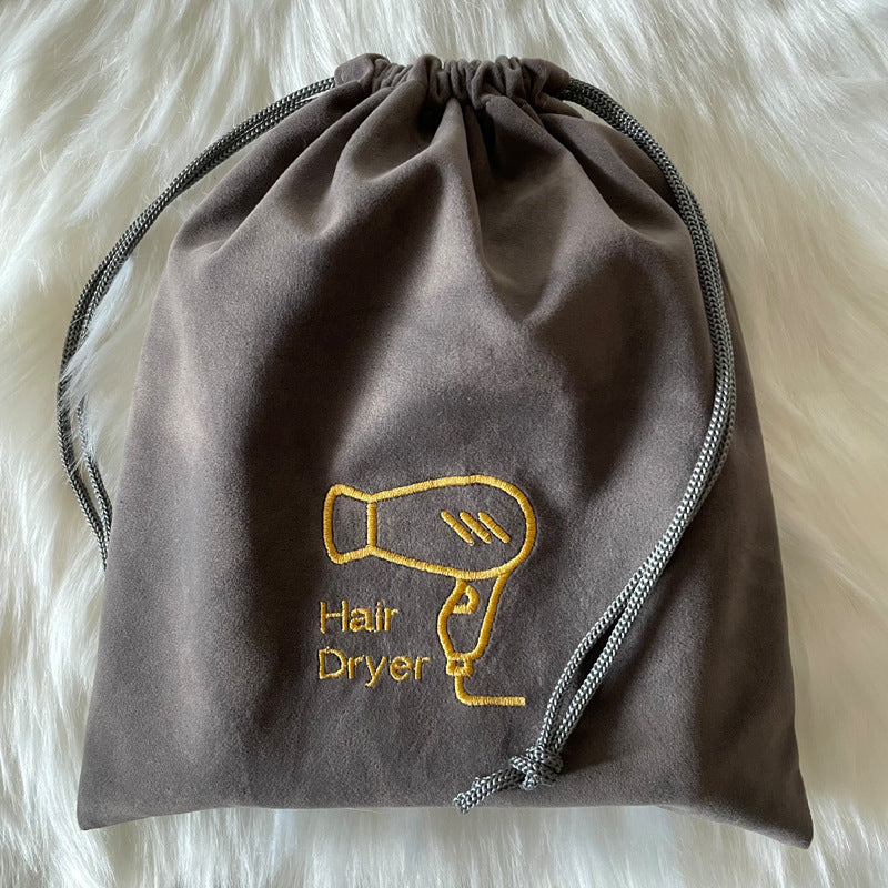 Home Hôtel Flocked tissu sèche cheveux sac de stockage