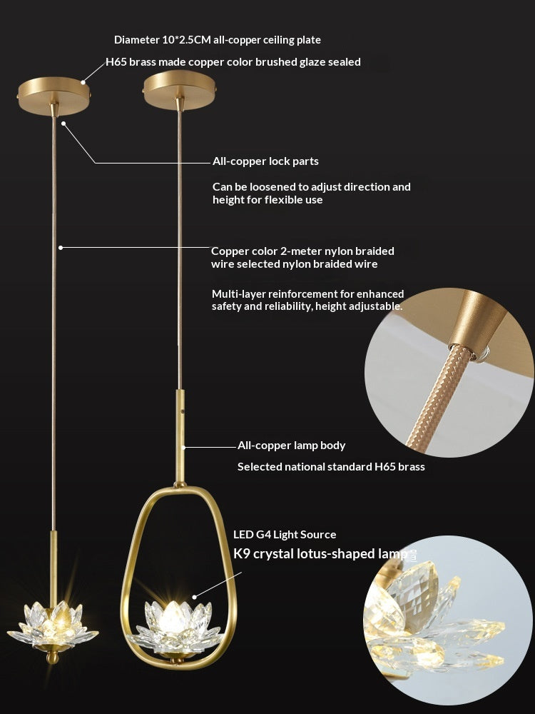 Lampe de pendentif en cuivre à tête unique créative pour Balcon Hallway et chambre