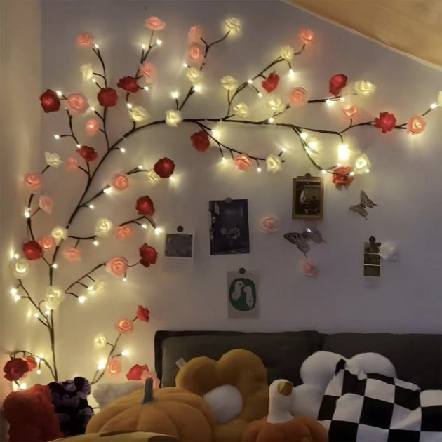 LED Rattan Lampe Noël Décoration intérieure de mur Simulation Branche Lumière