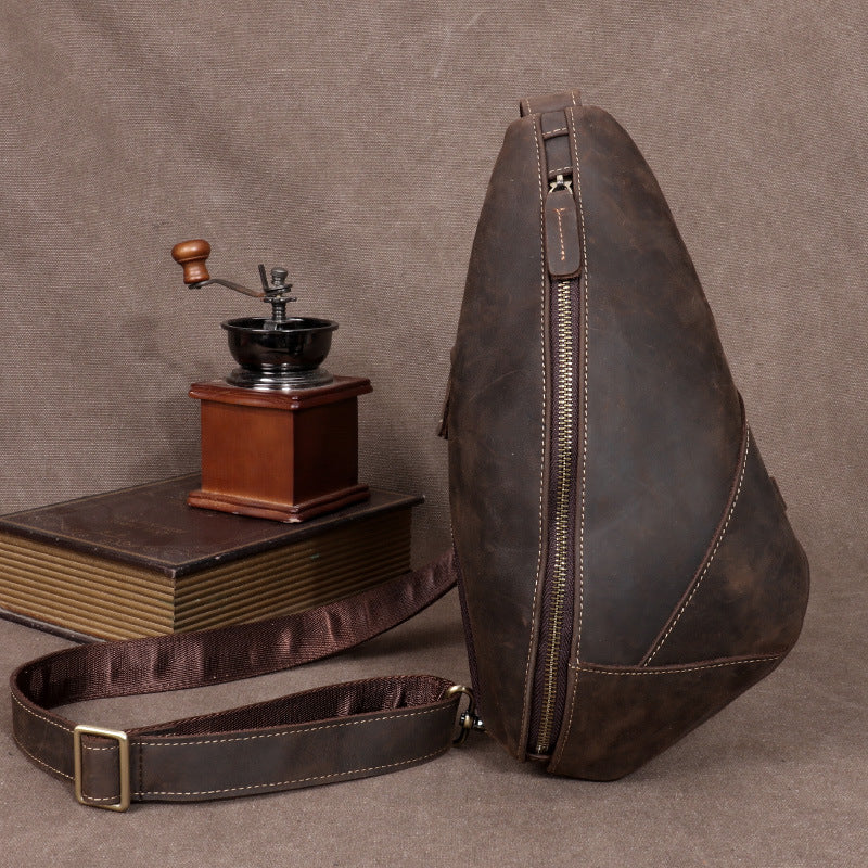 Cuir véritable hommes Mercedes-Benz Pattern Crossbody Sac