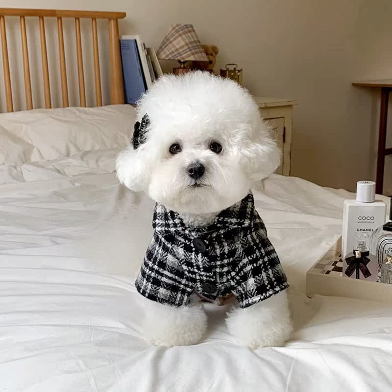 Vêtements de chien de printemps et d'automne noir et blanc