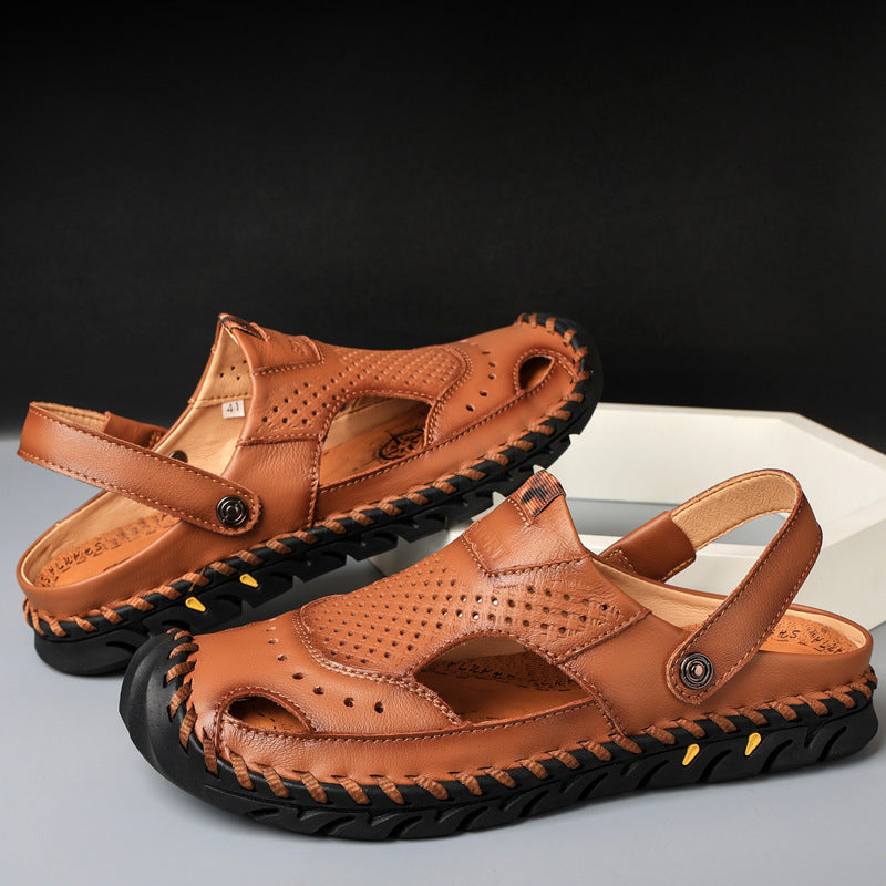 Chaussures de plage pour hommes en plein air à couture manuelle