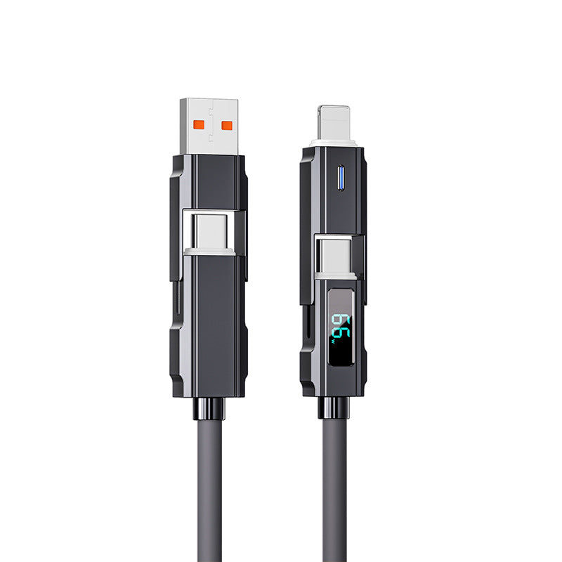 Ligne de données d'affichage numérique Typec Ligne de charge rapide PD en silicone quatre en un