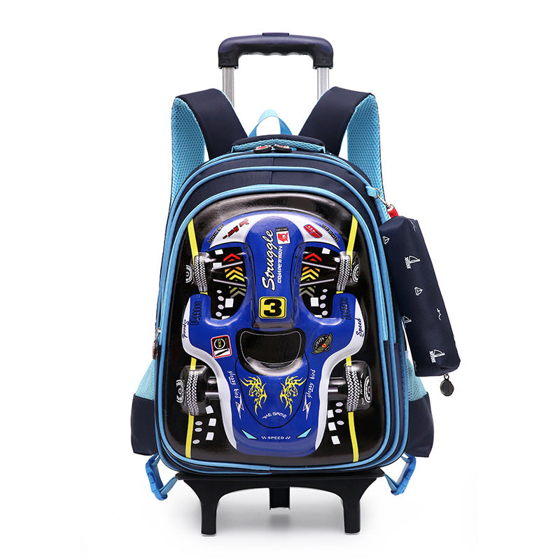 Trolley Primary School Waterproof 3D voiture Détachable Réduction de fardeau enfants sac à dos