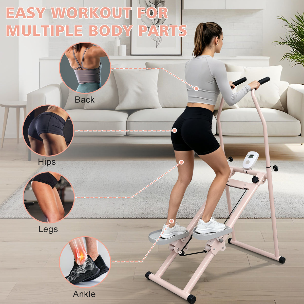 Stair Stepper Pliant Vertical Cardio Exercise Climber Stair-Master for Exercise at Home F