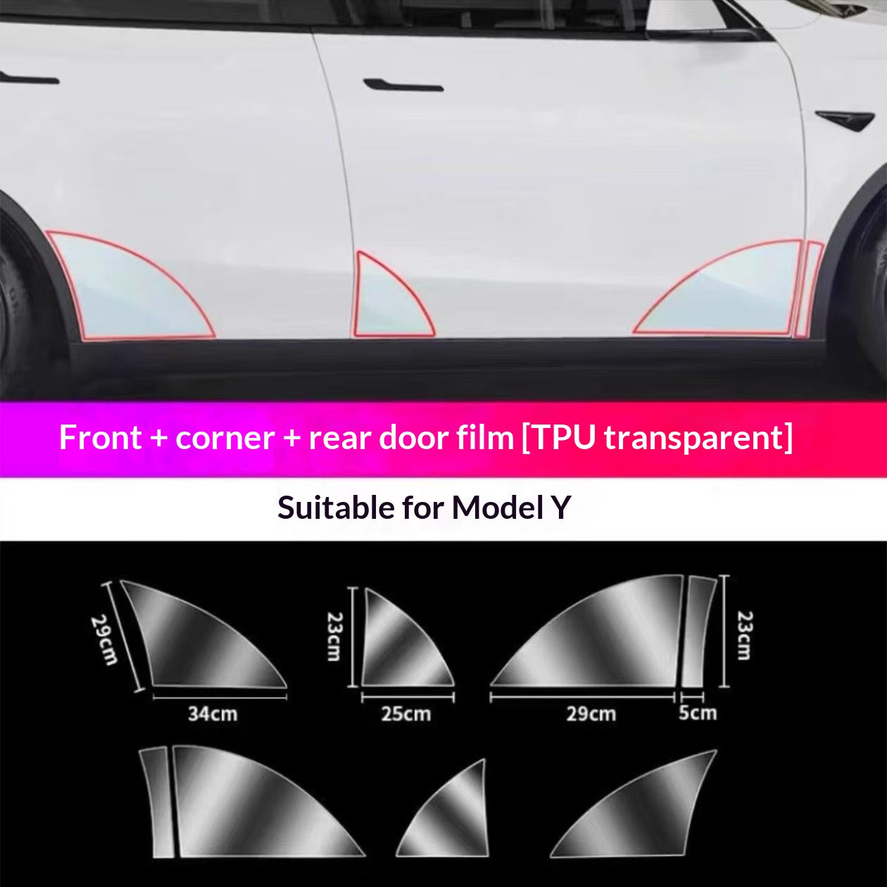 Applicable à Tesla Rafraîchir Édition Protection Triangle de porte de film Accessoires de plateau