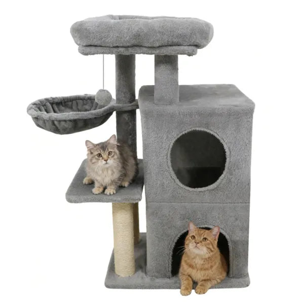 Light Gray 33.5" Multi-Level Cat Tree with 2-Story Condo