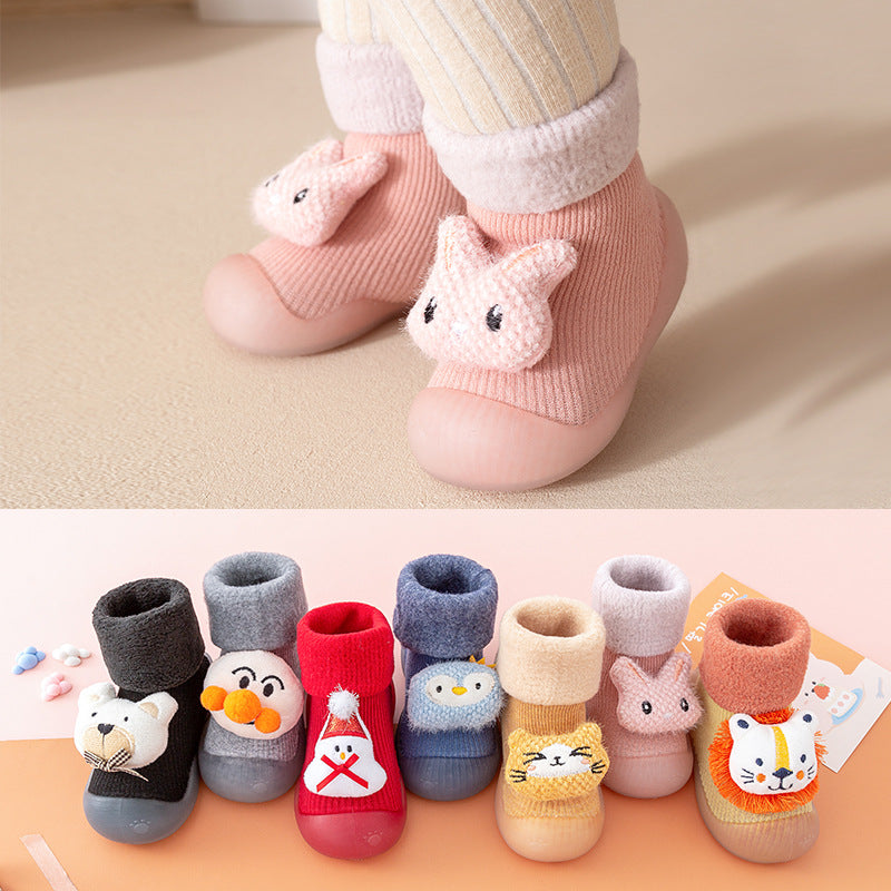 Chaussures de bébé bébé épais d'hiver Soft Bottom Indoor Non-slip
