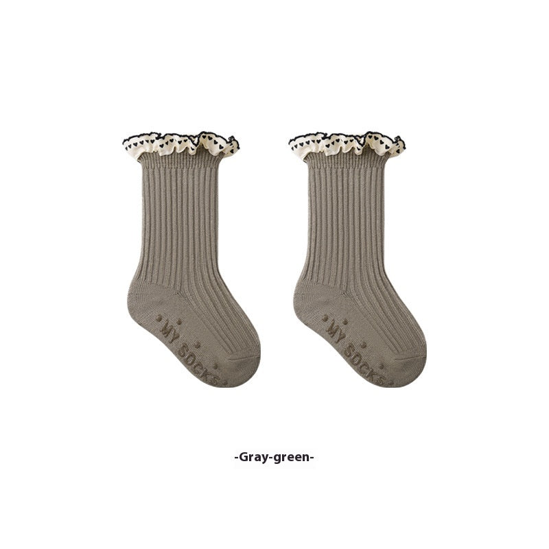 Enfants Mid Calf Lace Princess Chaussettes