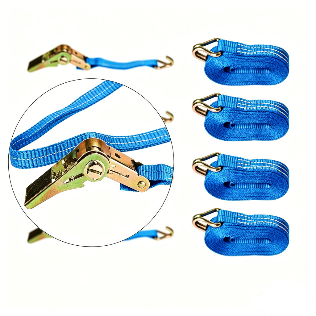 Attaches à cliquet vers le bas 4 X 25mm Sans fin 5 Bleu Metre1500kg Attaches à cliquet UK