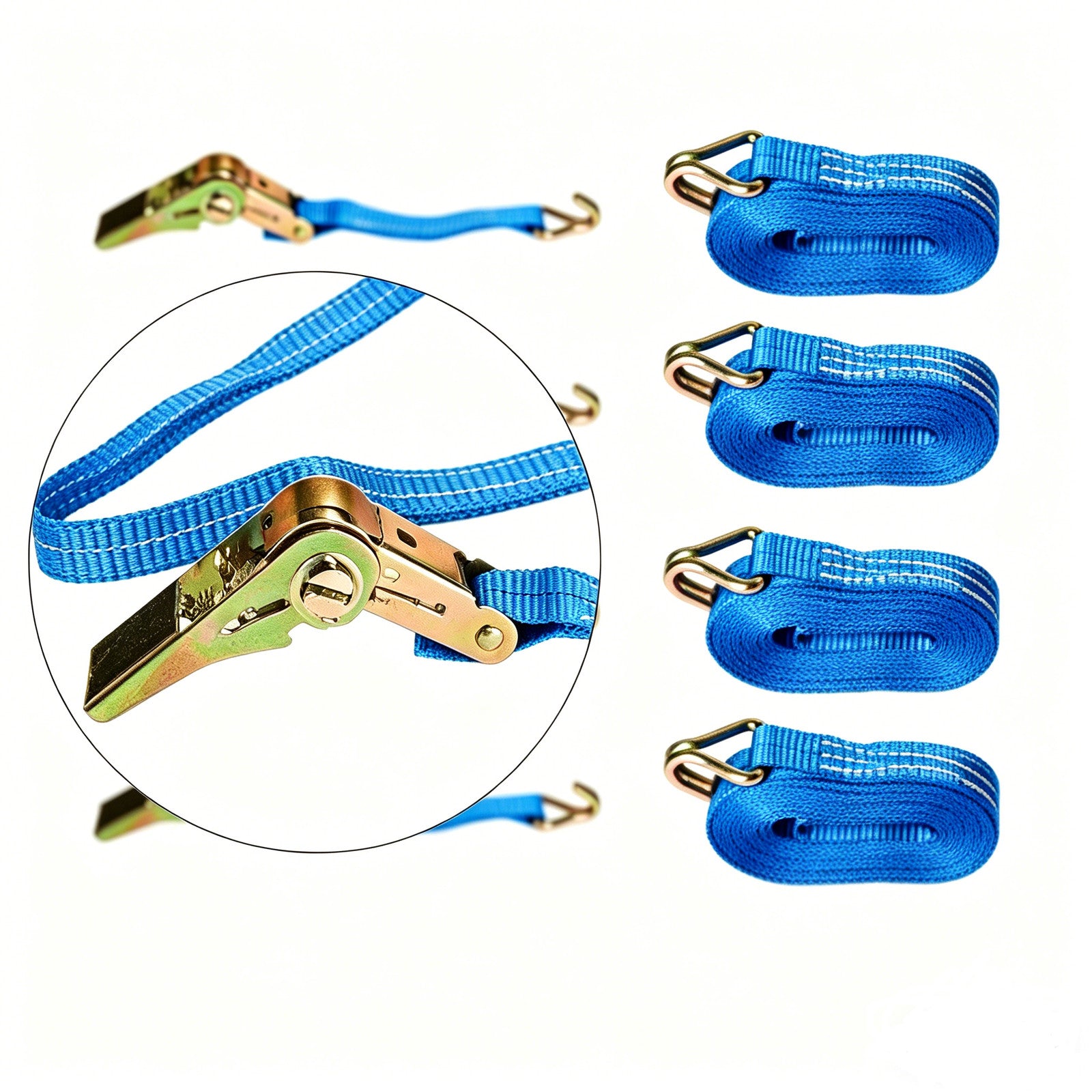 Attaches à cliquet vers le bas 4 X 25mm Sans fin 5 Bleu Metre1500kg Attaches à cliquet UK