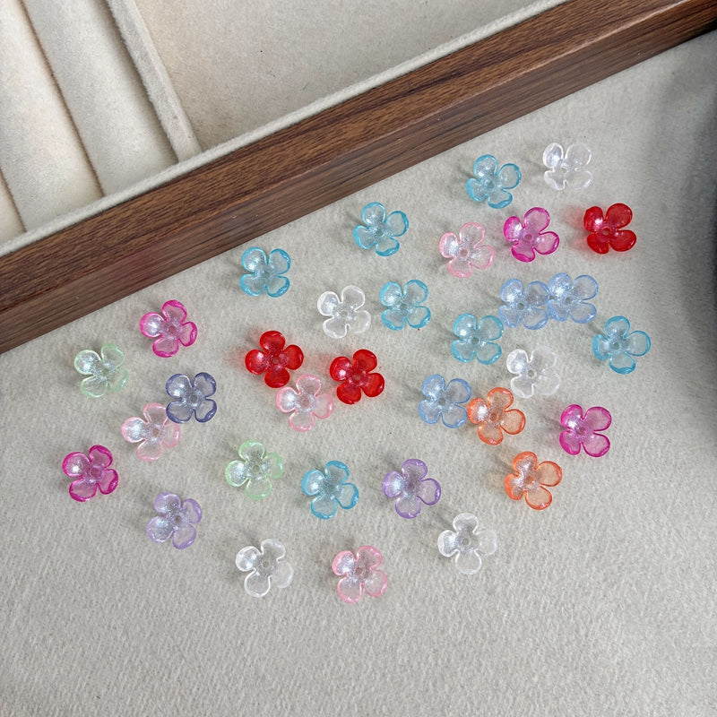 Perles de fleurs acryliques 4-Petal avec fines paillettes