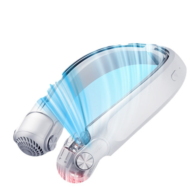 Pendentif de cou ventilateur sans lame blanc de luxe style 3 engrenages 2000-4000mAh USB rechargeable