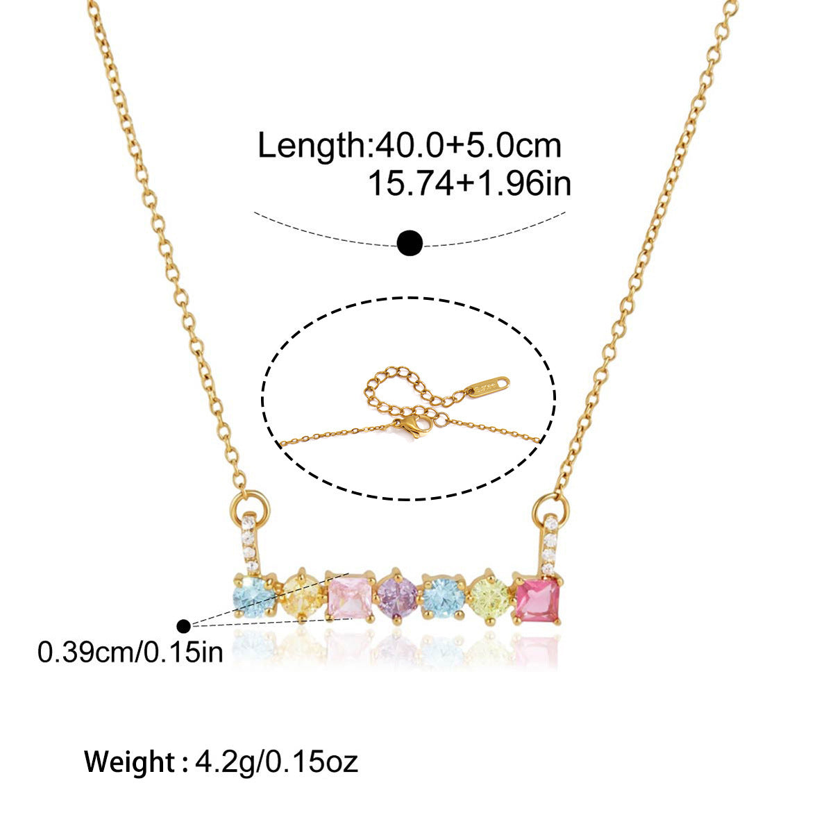 Zircon Collier en acier titane Et résistant à la Fade