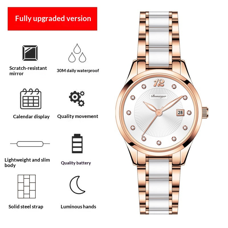 Meilleures ventes Femmes Montres Un élégant garde-temps en céramique résistant à l'eau avec un minimaliste De